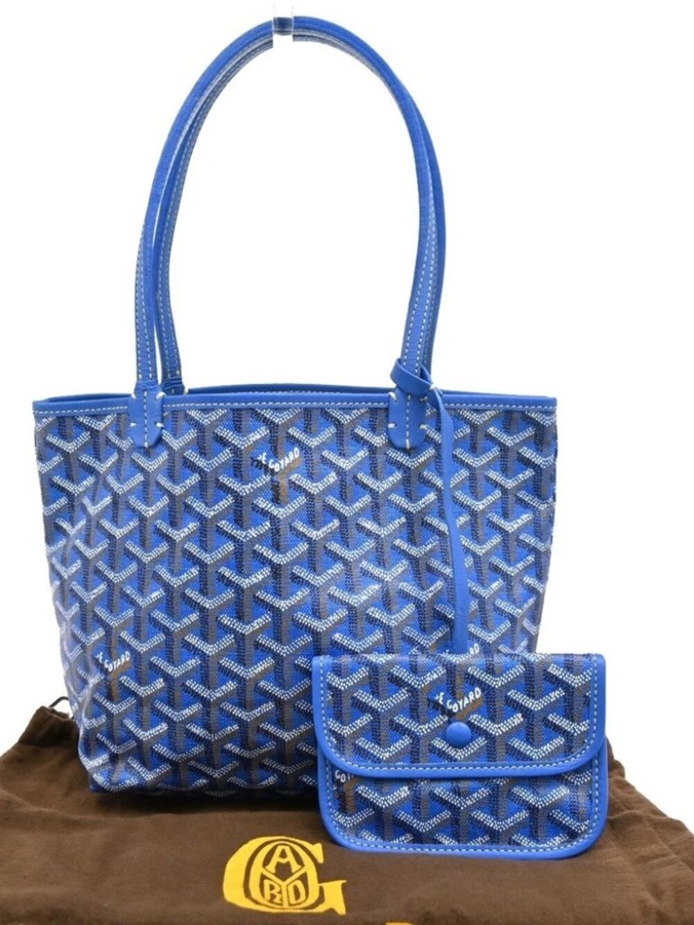 GOYARD Saint Louis Junior Shoulder Hand Tote Bag Pouch Blue Canvas